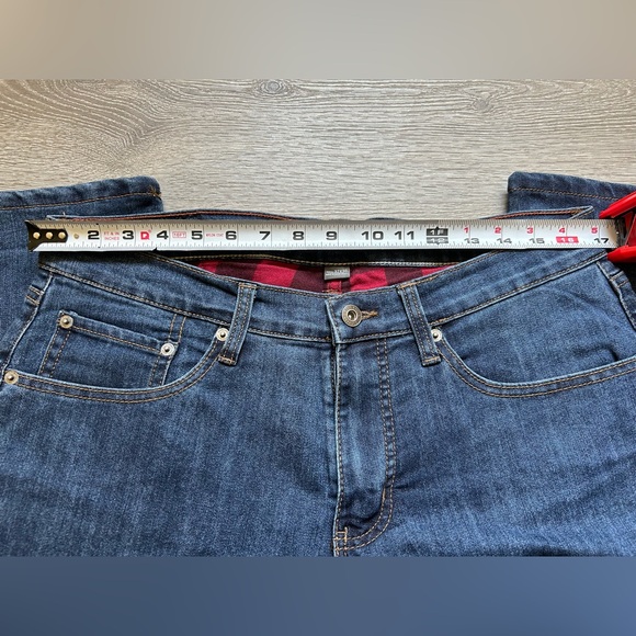 Eddie Bauer Flannel Lined Dark Wash Straight Denim Mens Blue Jeans 32x30 - Picture 3 of 14